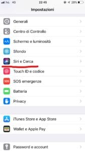 Disattivare Suggerimenti Siri