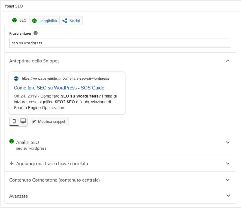 Schermata Yoast Seo