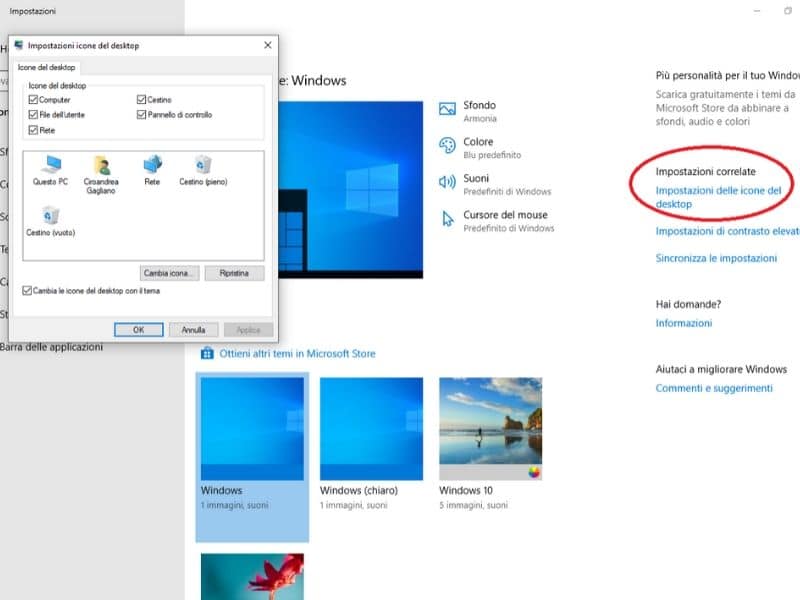 Come Ripristinare Il Cestino Sul Desktop Opzione Icone