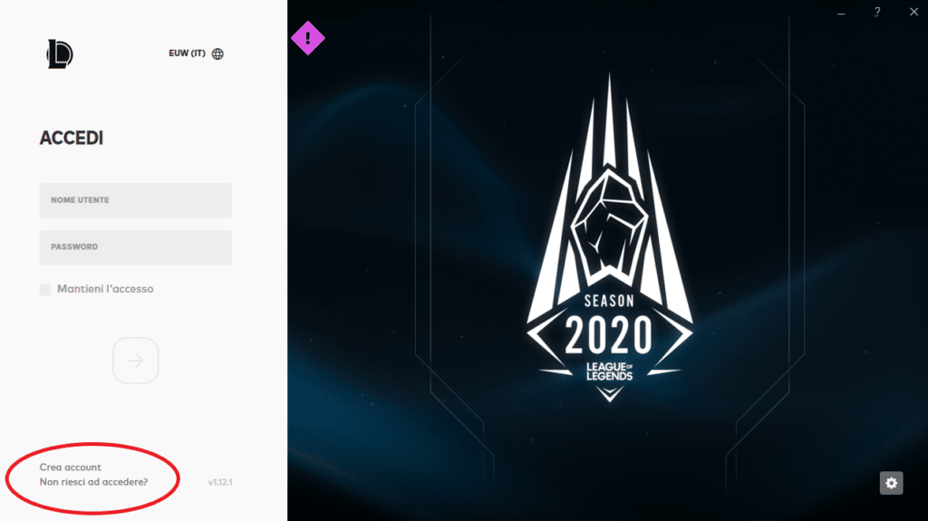 League Of Legends Password Dimenticata