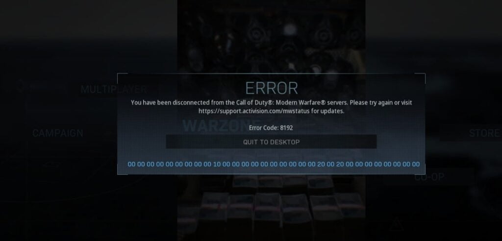 Warzone Errore 8192