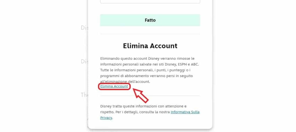 Elimina Account Disney