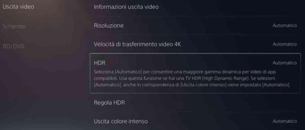 Attivare Hdr Ps5