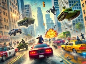 Scena D'Azione Caotica In Gta 3 Con Auto Volanti E Carri Armati