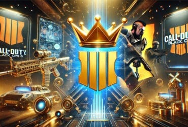 Immagine Tematica Di Call Of Duty Black Ops 6 Con Un'Icona Corona Dorata E Elementi Futuristici Di Battaglia.