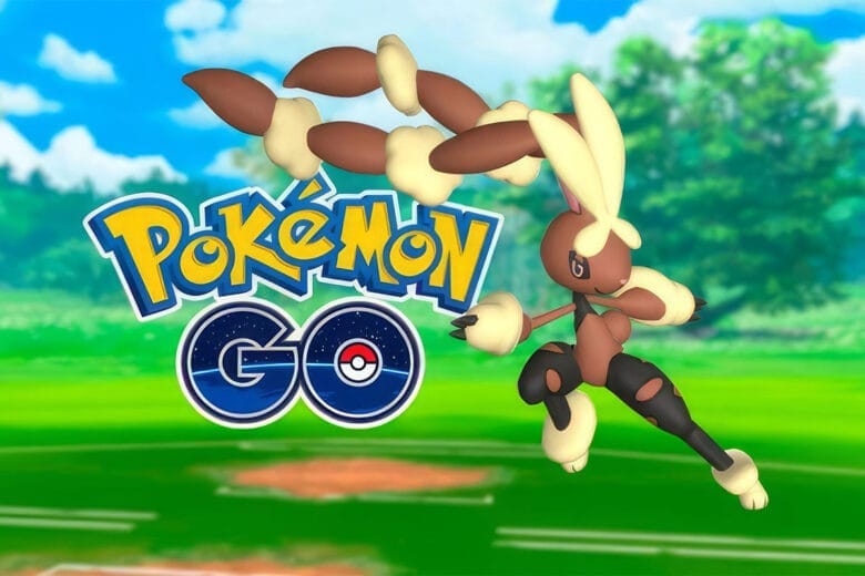 Illustrazione Di Mega Lopunny Shiny In Pokémon Go, Con Effetti Energetici E Sfondo Da Battaglia.