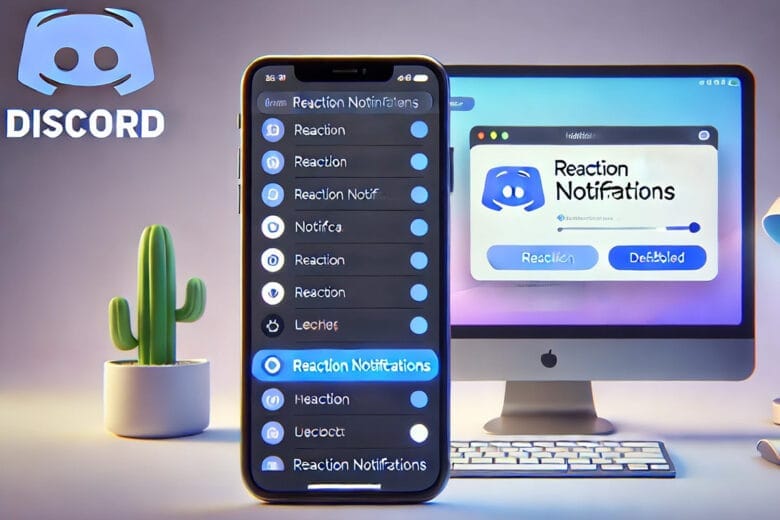 Illustrazione Di Un Telefono E Un Desktop Che Mostrano L'Interfaccia Di Discord Con Le Notifiche Di Reazione Disattivate.