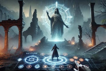 Personaggio Di Elden Ring Che Esegue Un Gesto Davanti A Una Statua Luminosa In Un'Ambientazione Fantasy Oscura.