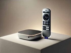 Roku Ultra e telecomando in un setup minimalista per illustrare la modalità sviluppatore e il caricamento di app.