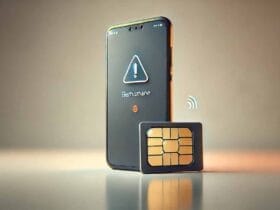 Smartphone moderno accanto a una SIM card con un'icona di avviso, che rappresenta il problema "SIM non provisionata"