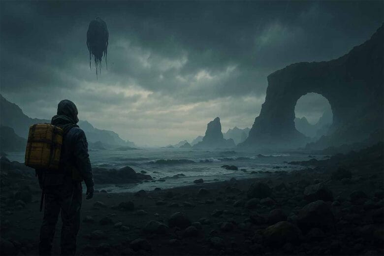 Paesaggio Post-Apocalittico Con Protagonista Solitario, In Un Articolo Su Livelli Di Difficoltà Di Death Stranding 2.